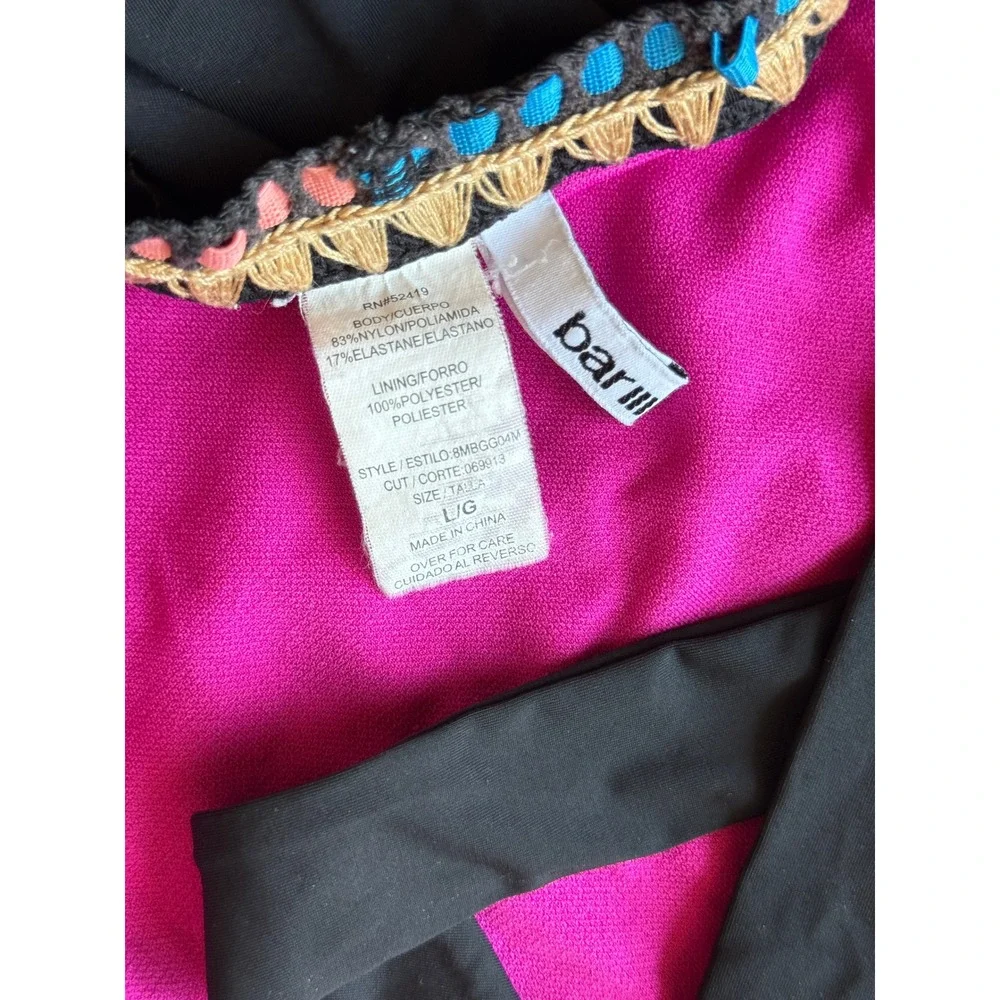 Bar III Womens Reversible One Piece Swimsuit Black Pink Crochet Trim L 8MBGG04M